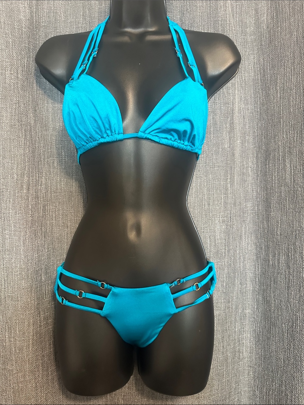 Beach Bunny Teal Strappy Triangle Bikini Set